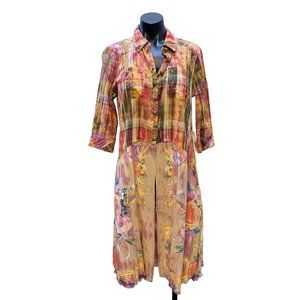 *NWT Aratta Silent Journey Yellow & Multicolored Blouse Tunic Antique Washed M